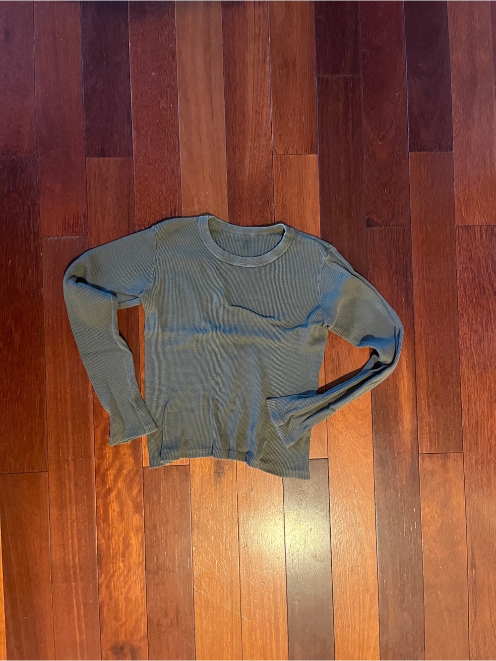 Brandy Melville Women's Olive Crewneck Waffle Knit Sweater